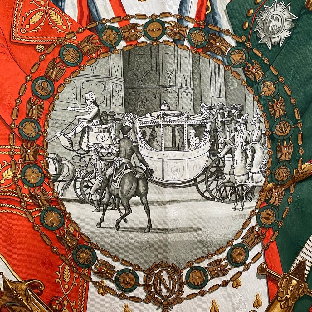 Hermes Napoleon silk scarf by Philippe Ledoux